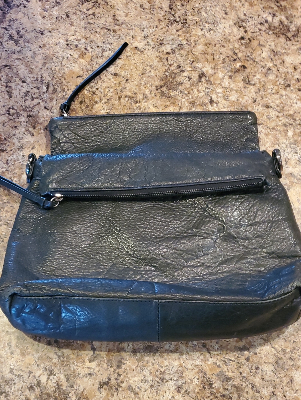 margot Black Textured Leather Crossbody Bag